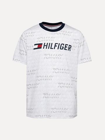 Fiú Tommy Hilfiger Little Tommy Print Póló Fehér | HU 2272ZUT